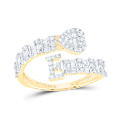1/2CTW-DIA NK FASHION INITIAL "E" LADIES HEART CUFF RING