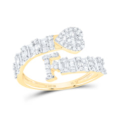 1/2CTW-DIA NK FASHION INITIAL "F" LADIES HEART CUFF RING