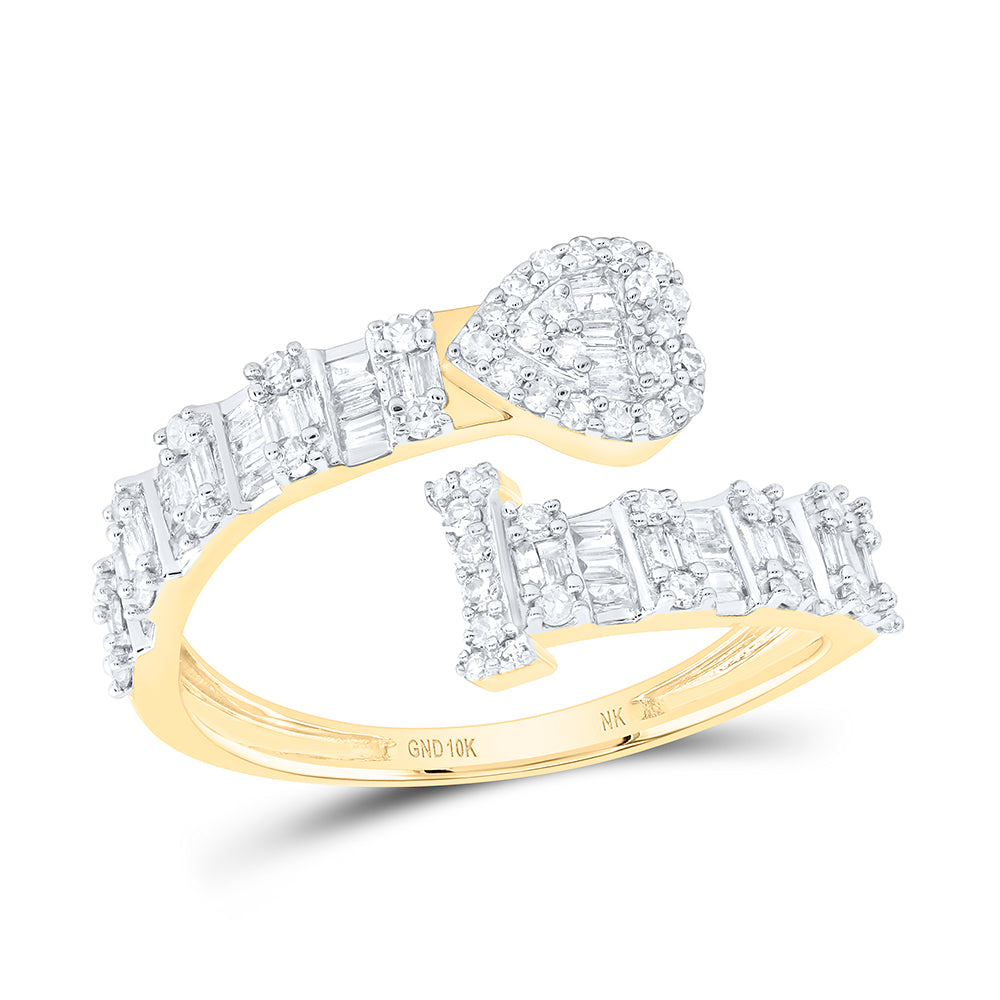 1/2CTW-DIA NK FASHION INITIAL "I" LADIES HEART CUFF RING
