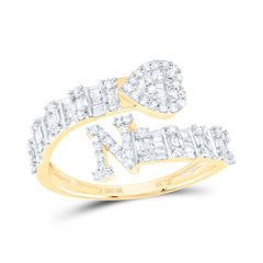 5/8CTW-DIA NK FASHION INITIAL "N" LADIES HEART CUFF RING