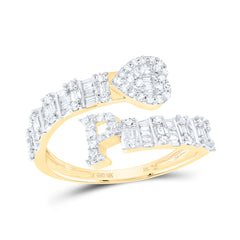 5/8CTW-DIA NK FASHION INITIAL "P" LADIES HEART CUFF RING