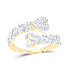 5/8CTW-DIA NK FASHION INITIAL "S" LADIES HEART CUFF RING