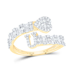 5/8CTW-DIA NK FASHION INITIAL "U" LADIES HEART CUFF RING