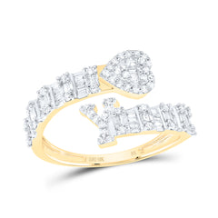 5/8CTW-DIA NK FASHION INITIAL "Y" LADIES HEART CUFF RING