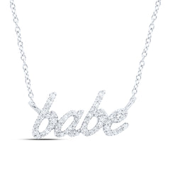 10K White Gold 1/4 CTW-Natural Diamond Gift "Babe" Necklace (18 Inch ) 1.11 Gram