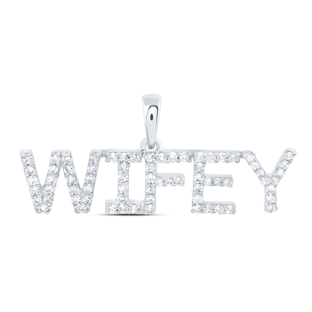 1/4CTW-DIA NK FASHION "WIFEY" PENDANT