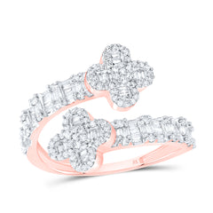 10K Rose Gold 3/4 CTW-Natural Diamond Fashion Clover Ladies Ring 2.91 Gram