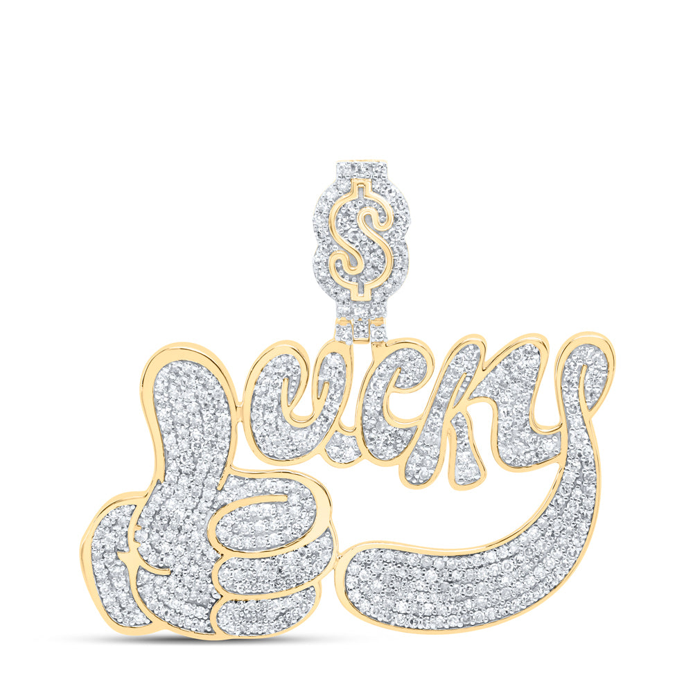 1 3/4CTW-DIA NK LUCKY DOLLAR MENS CHARM