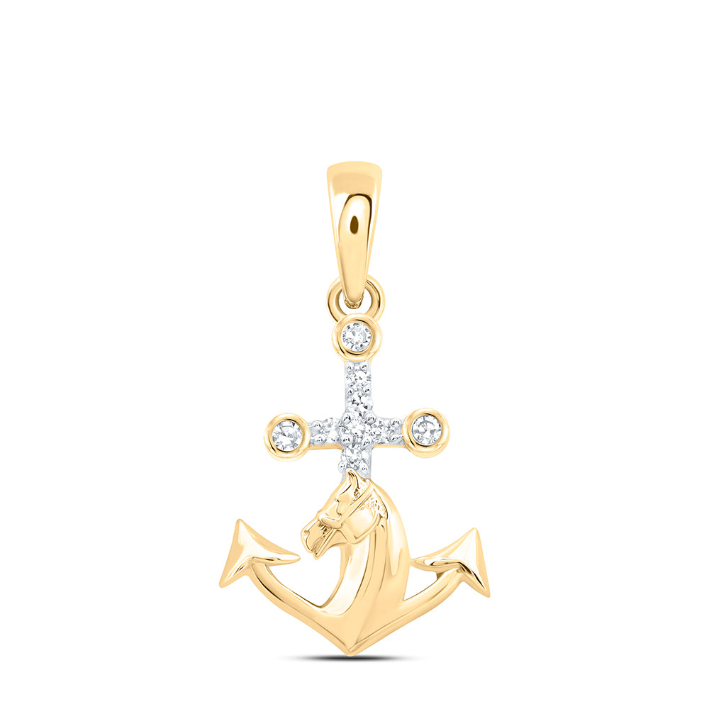 1/20CTW DIA NK GIFT ANCHOR CROSS HORSE PENDANT