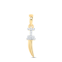 10K Yellow Gold 1/20 CTW-Natural Diamond Gift Dagger Pendant 0.49 Gram