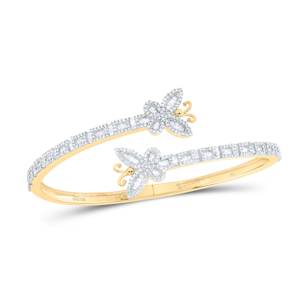 2CTW-DIA NK BUTTERFLY LADIES CUFF BANGLE (55x65 MM)