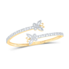 2CTW-DIA NK BUTTERFLY LADIES CUFF BANGLE (55x65 MM)