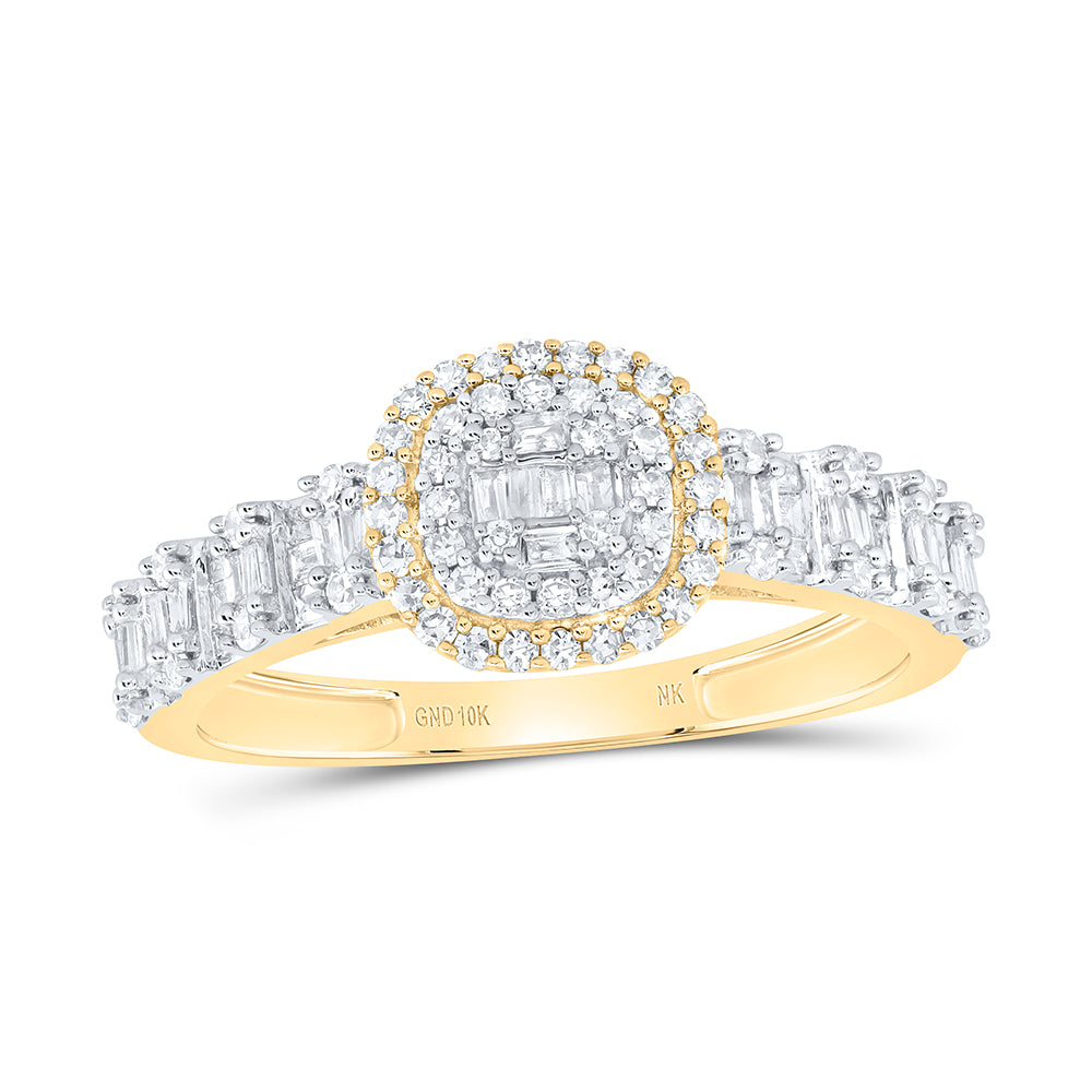 10K Yellow Gold 1/2 CTW-Natural Diamond Fashion Cushion Ladies Ring 2.04 Gram