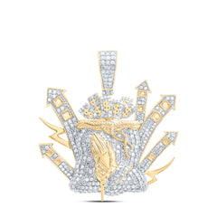 2 7/8CTW-DIA NK MONEY BAG PRAYING HAND MENS CHARM