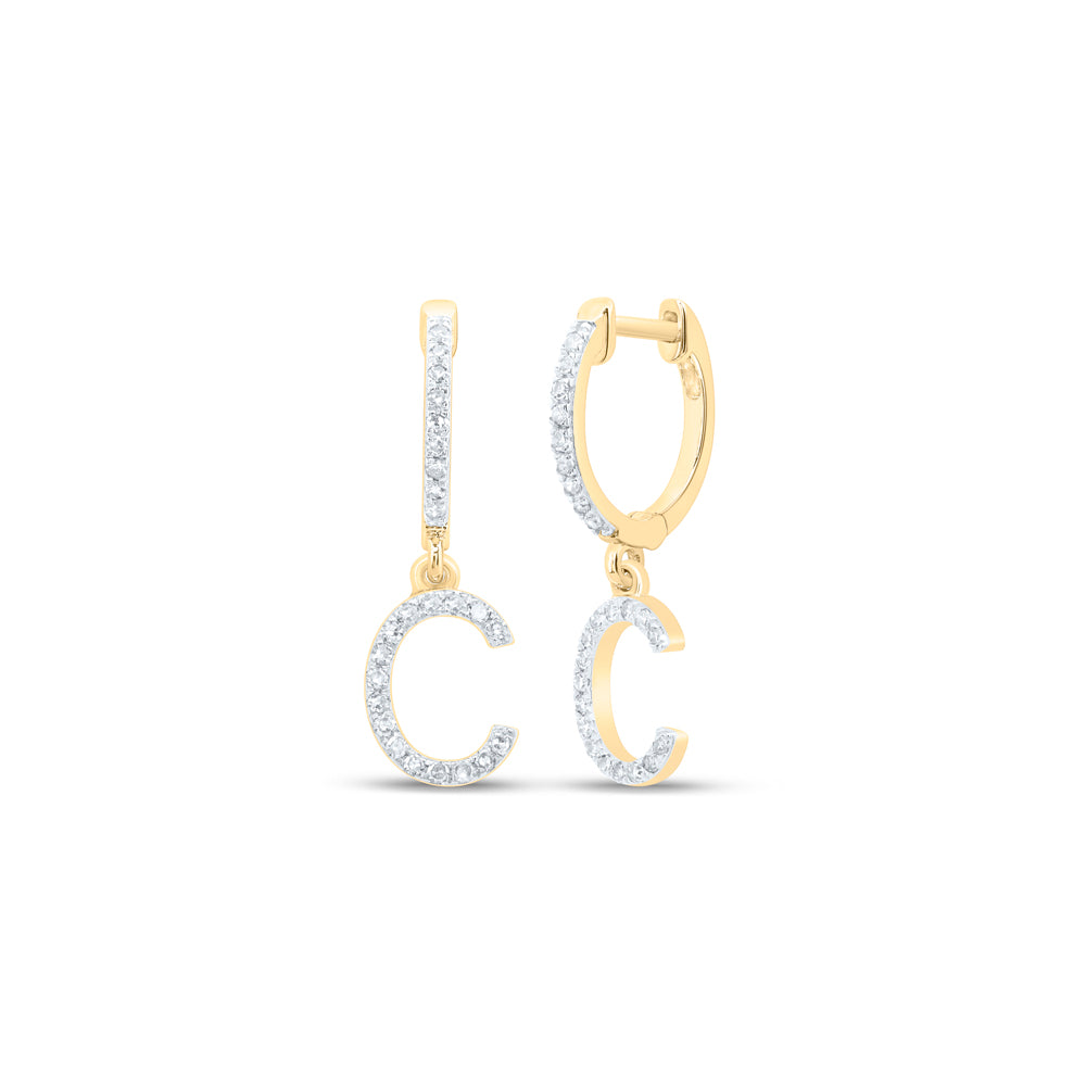 1/5CTW-DIA NK GIFT INITIAL "C" DANGLING EARRING