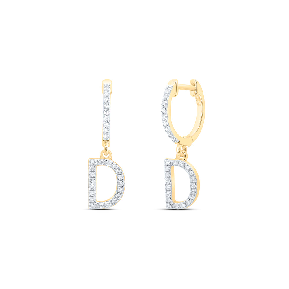 10k Gold 1/4 CTW-Natural Diamond Gift Initial "D" Dangling Earring Gram