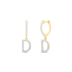 10k Gold 1/4 CTW-Natural Diamond Gift Initial "D" Dangling Earring Gram