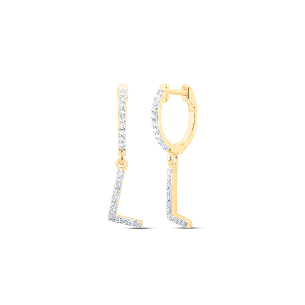 10k Gold 1/6 CTW-Natural Diamond Gift Initial "L" Dangling Earring Gram