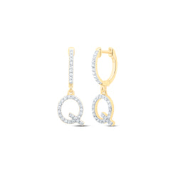 1/4CTW-DIA NK GIFT INITIAL "Q" DANGLING EARRING