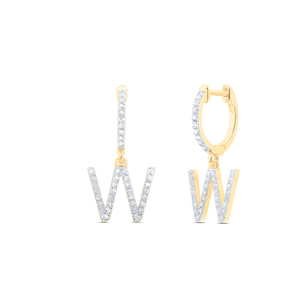 1/3CTW-DIA NK GIFT INITIAL "W" DANGLING EARRING