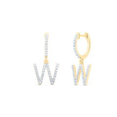 1/3CTW-DIA NK GIFT INITIAL "W" DANGLING EARRING