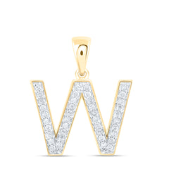 10K Yellow Gold 1/6 CTW-Natural Diamond Gift Initial "W" Pendant 1.07 Gram
