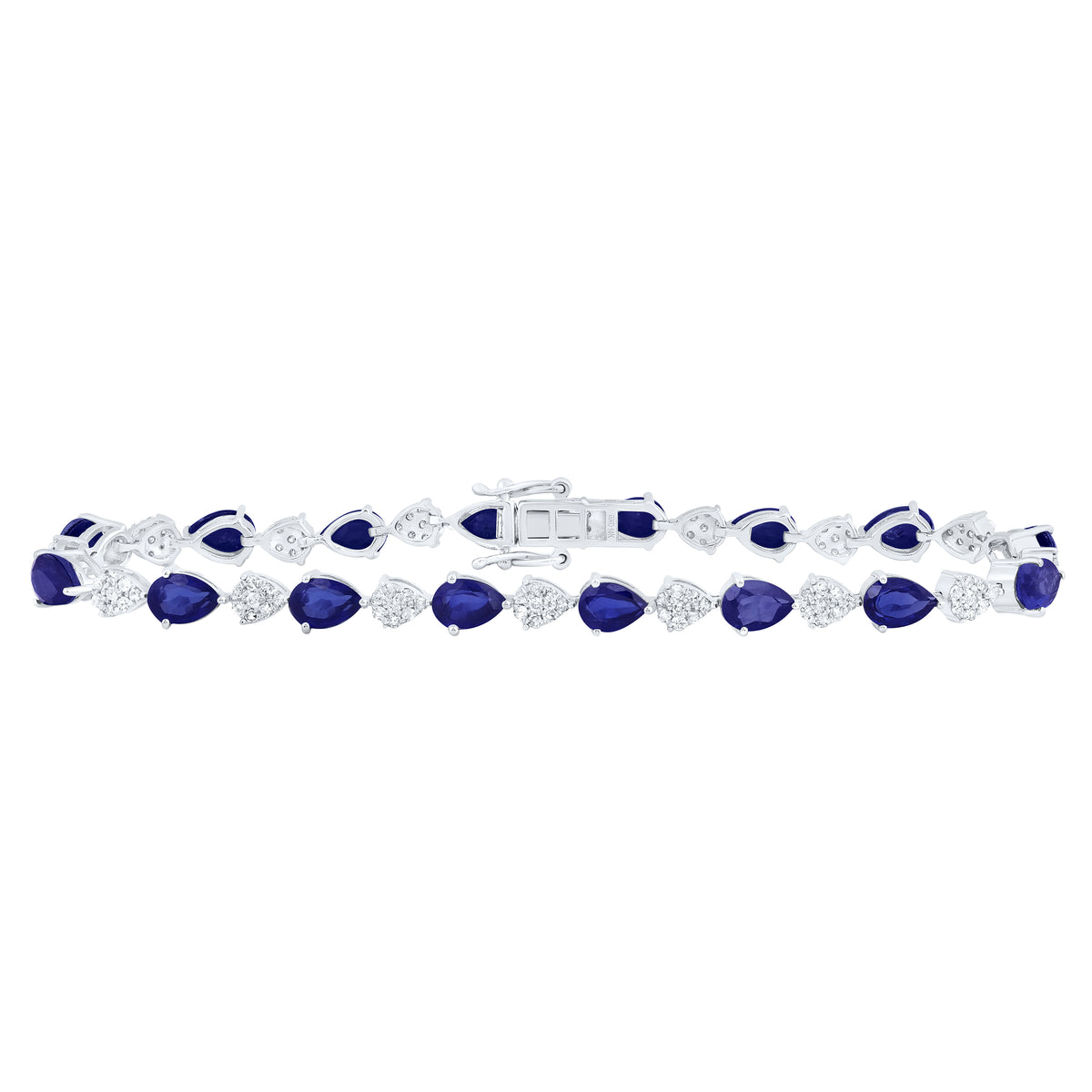 10K White Gold 1 CTW-Natural Diamond 6X4 MM Pear-Bs Synthetic Bracelet(7 Inch ) 7.61 Gram