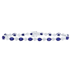 10K White Gold 1 CTW-Natural Diamond 6X4 MM Pear-Bs Synthetic Bracelet(7 Inch ) 7.61 Gram