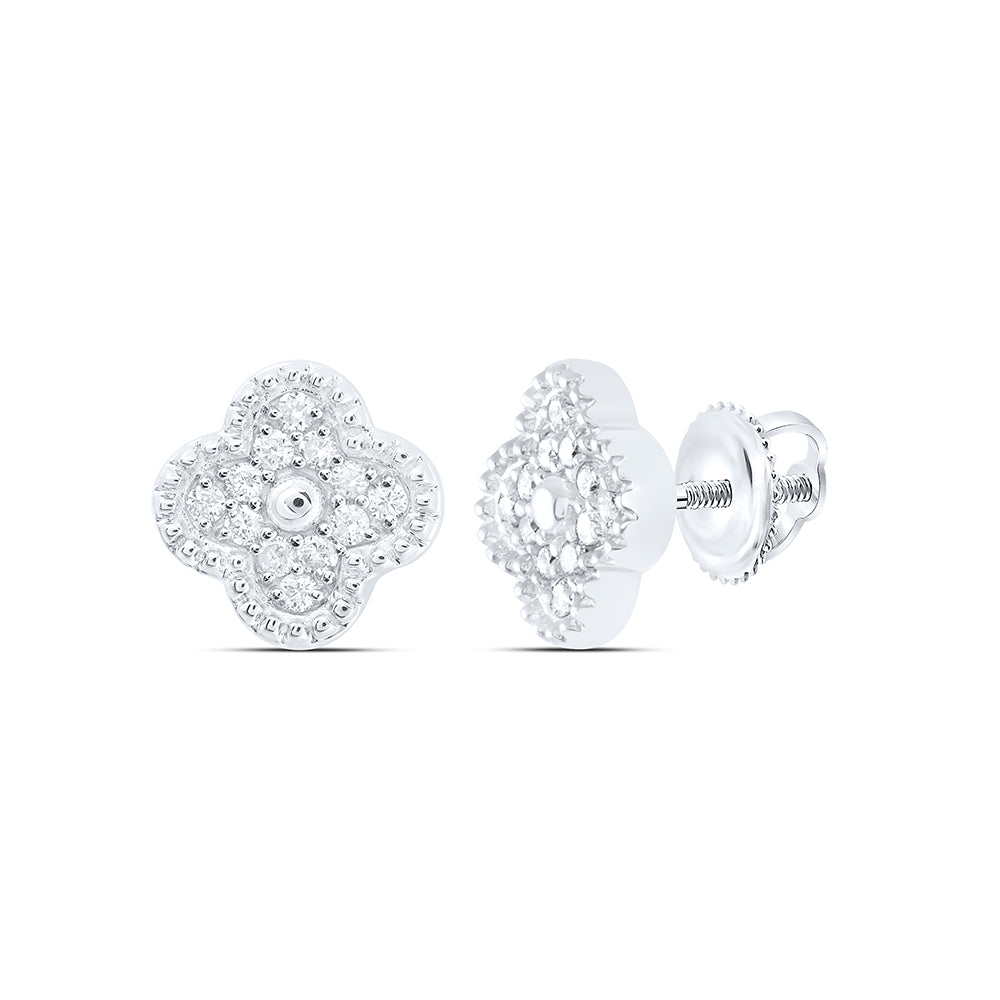 1/6CTW-DIA CN GIFT CLOVER STUD EARRING