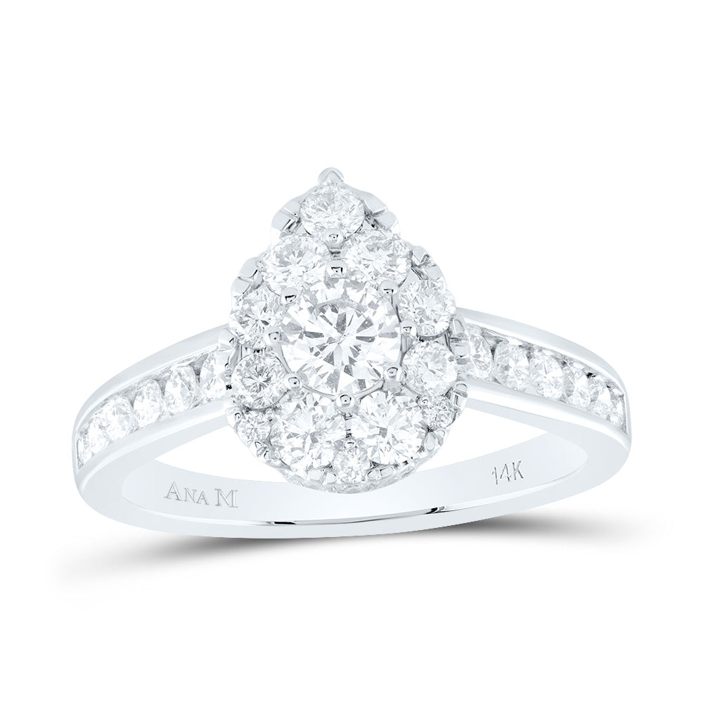 1 1/2CTW-DIA ANA M 1/3CT-CRD PEAR ENGAGEMENT RING