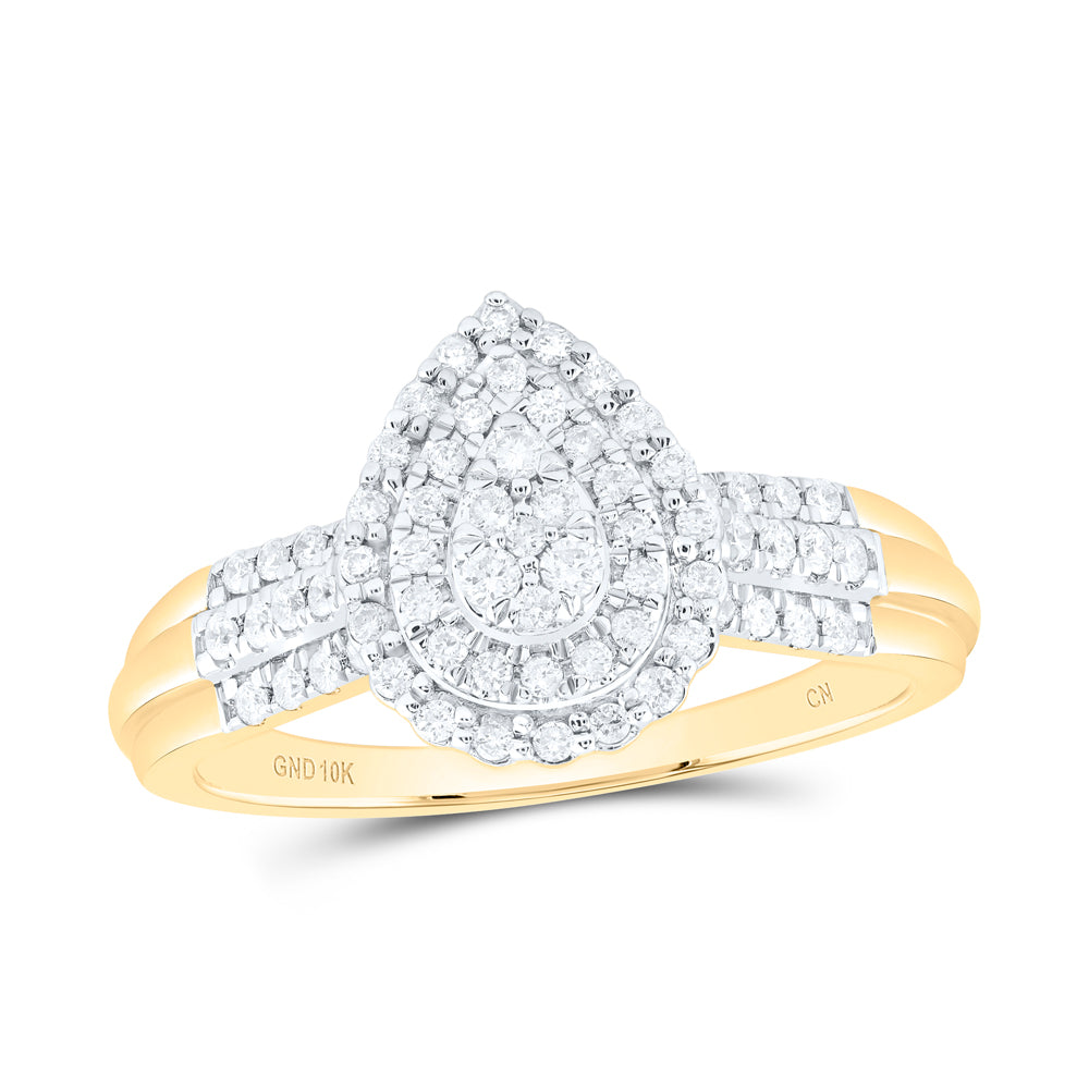 1/3CTW-DIA CN PEAR DOUBLE HALO BRIDAL RING