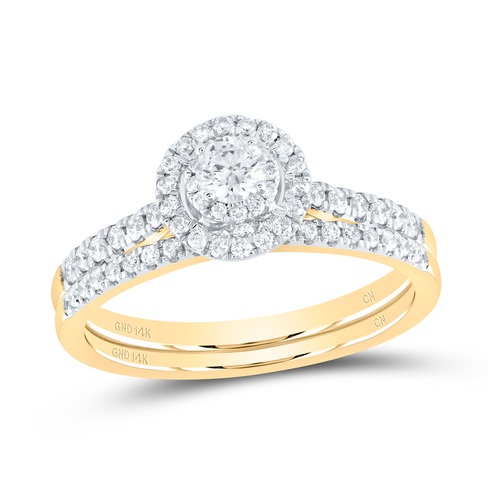 1/2CTW-DIA CN ROUND DOUBLE HALO BRIDAL SET