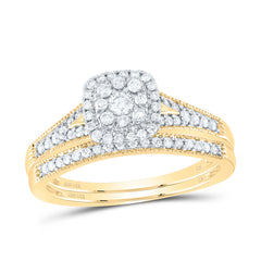 3/8CTW-DIA CN CUSHION SINGLE HALO BRIDAL SET