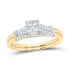1/4CTW-DIA CN CUSHION NO HALO BRIDAL SET