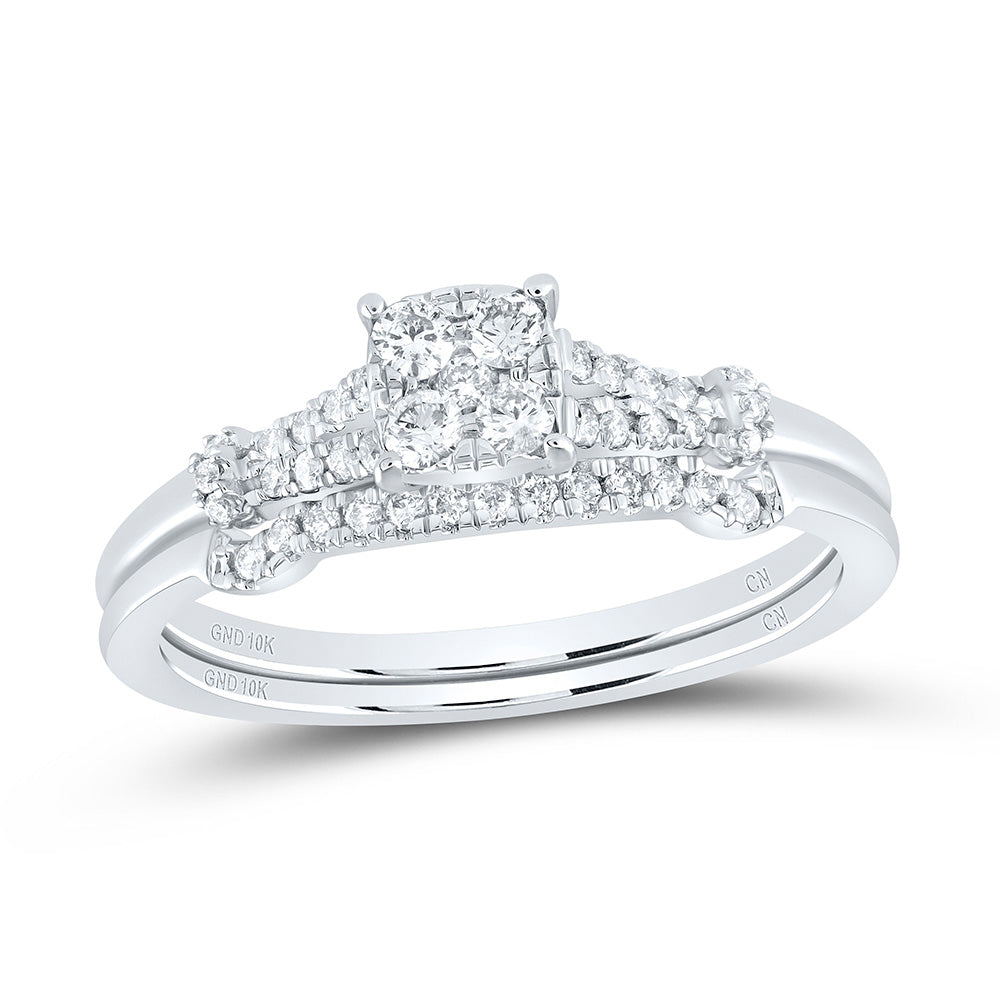 1/4CTW-DIA CN CUSHION NO HALO BRIDAL SET