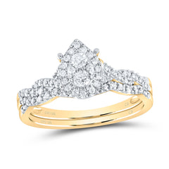 1/3CTW-DIA CN PEAR SINGLE HALO BRIDAL SET