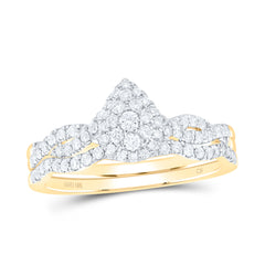 3/8CTW-DIA CN PEAR SINGLE HALO BRIDAL SET