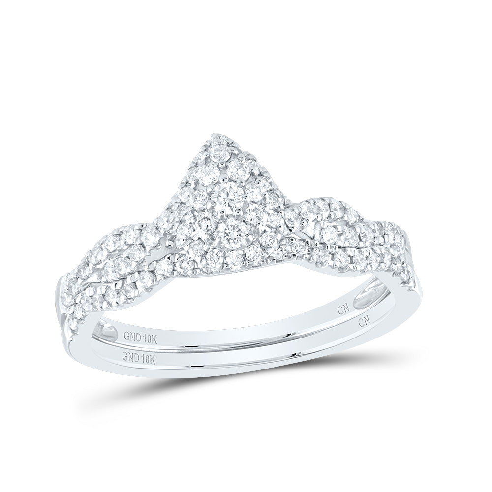 3/8CTW-DIA CN PEAR SINGLE HALO BRIDAL SET