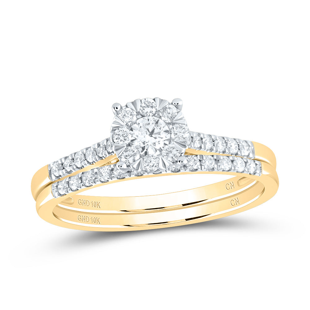 3/8CTW-DIA CN FASHION ROUND BRIDAL SET