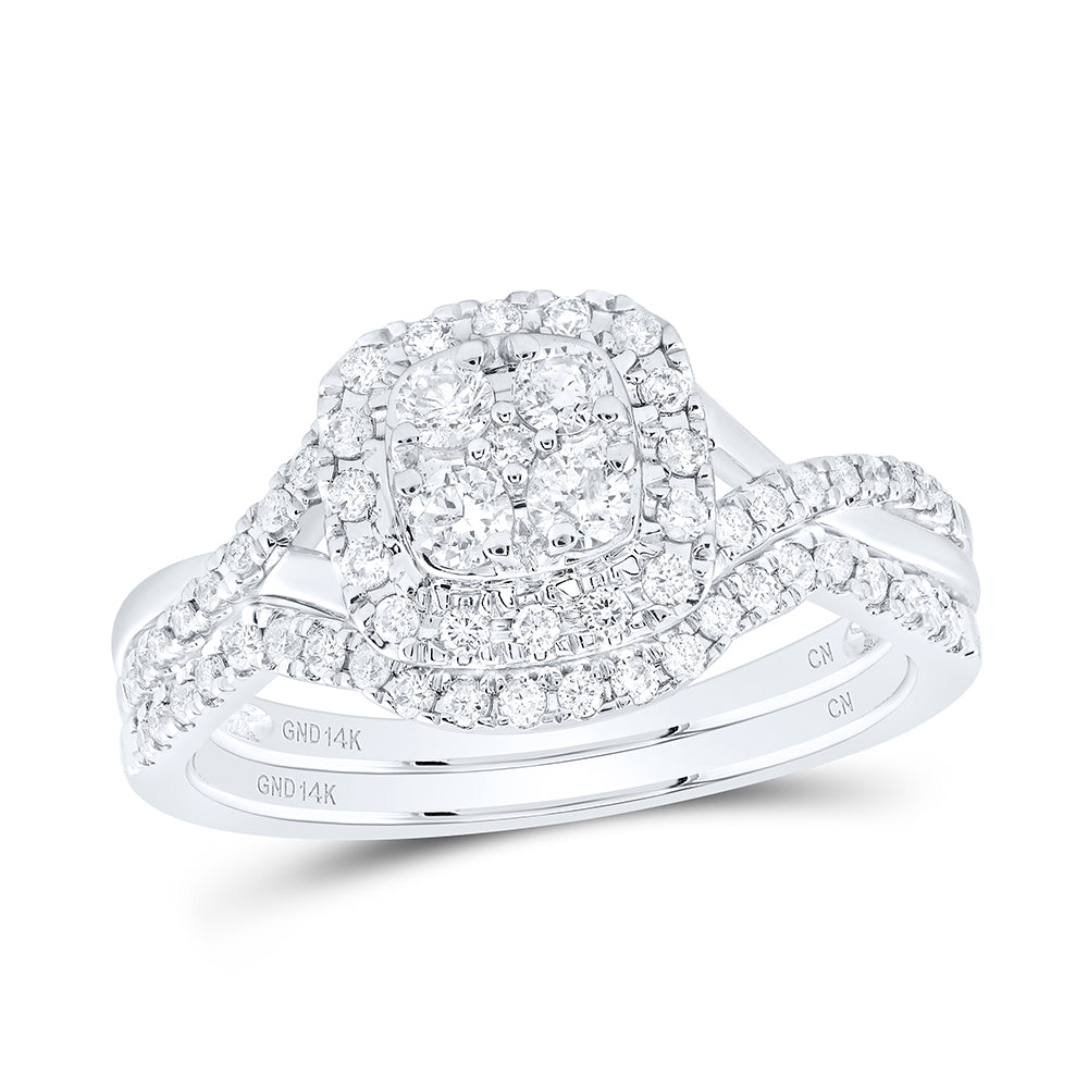 1/2CTW-DIA CN CUSHION SINGLE HALO BRIDAL SET