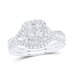 1/2CTW-DIA CN CUSHION SINGLE HALO BRIDAL SET