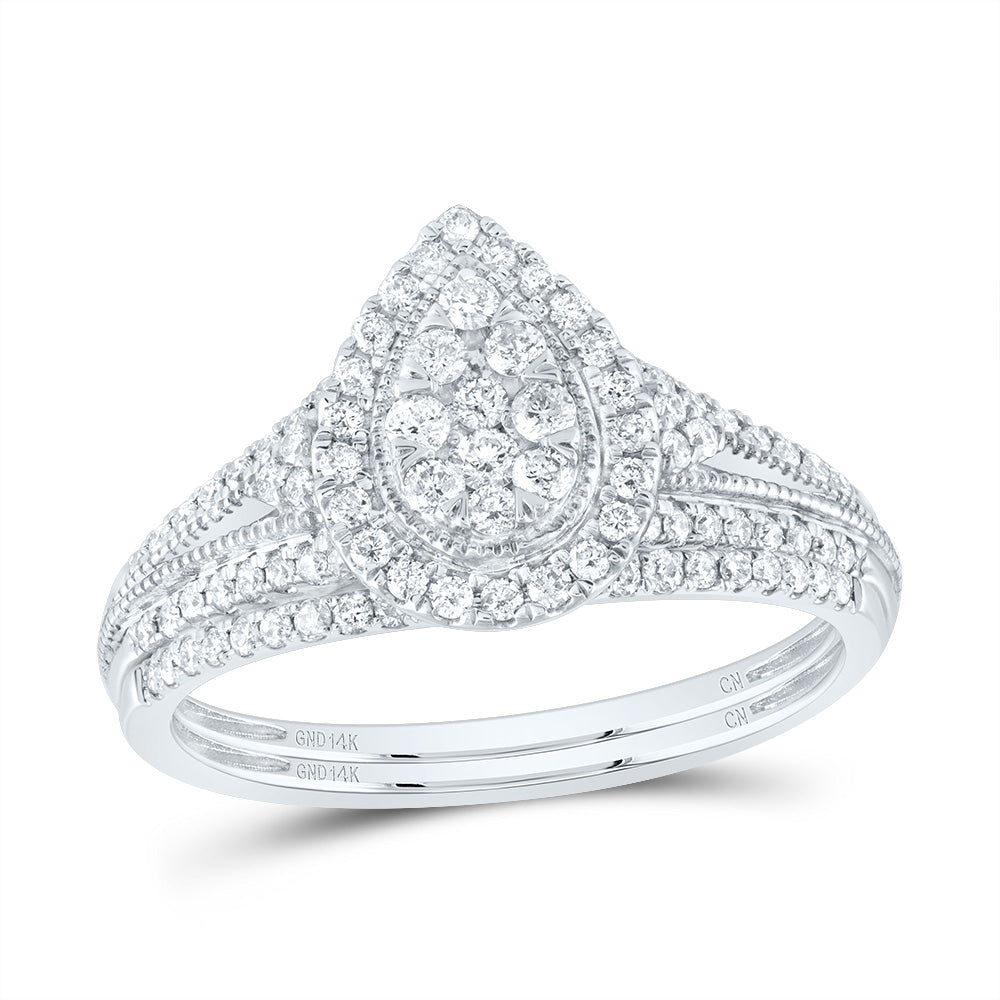 1/2CTW-DIA CN PEAR SINGLE HALO BRIDAL SET