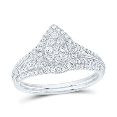 1/2CTW-DIA CN PEAR SINGLE HALO BRIDAL SET