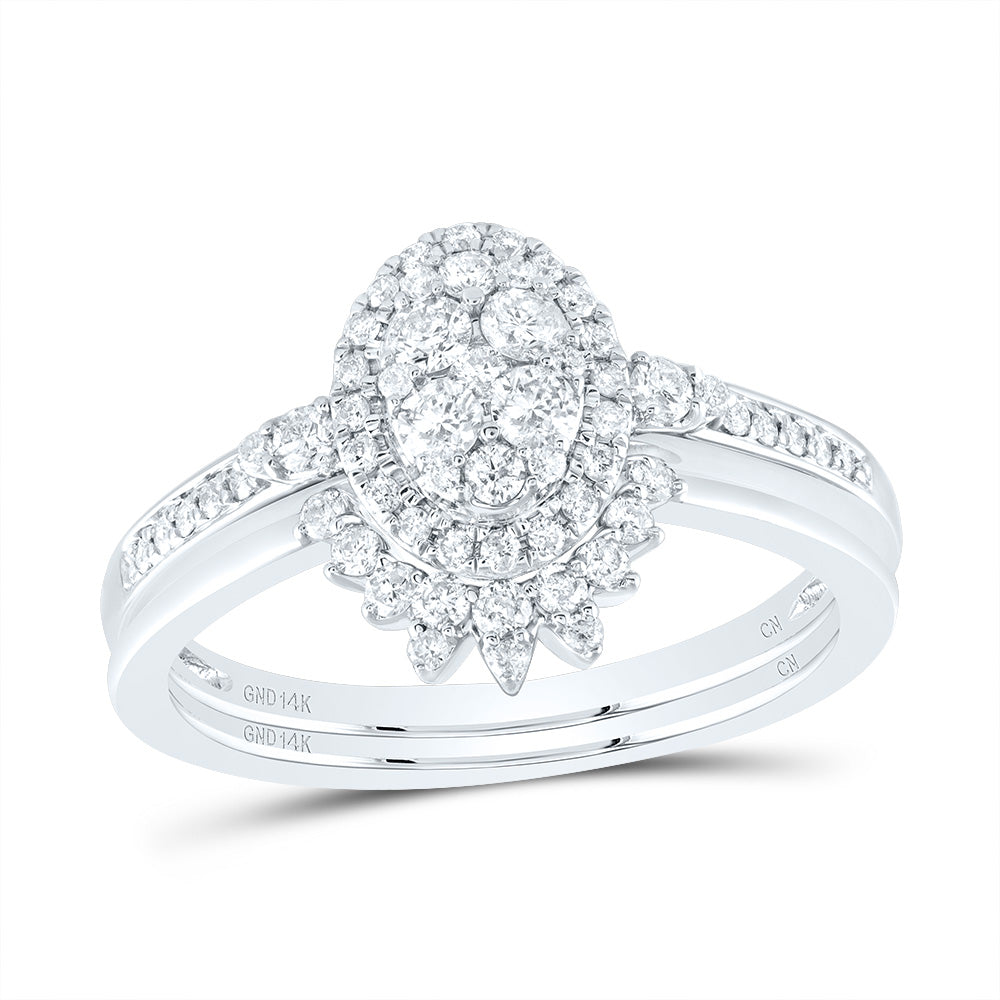 1/2CTW-DIA CN OVAL SINGLE HALO BRIDAL SET