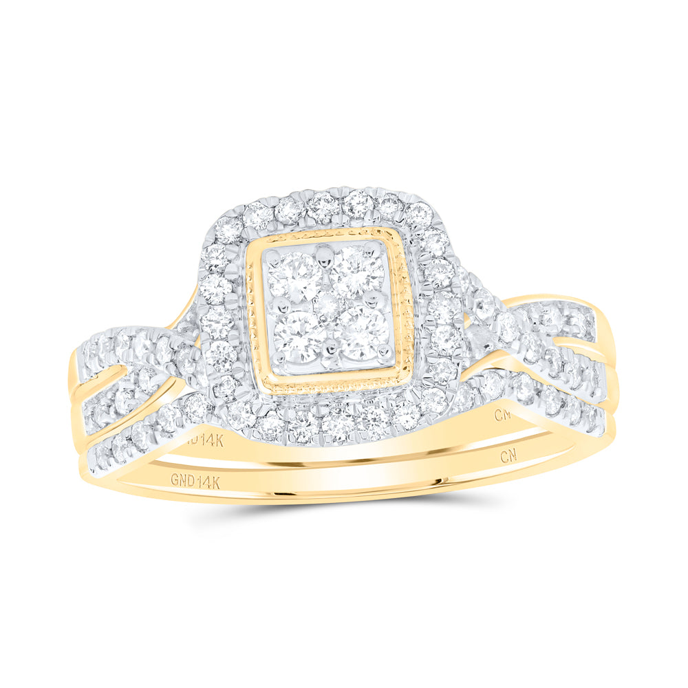 1/2CTW-DIA CN CUSHION SINGLE HALO BRIDAL SET