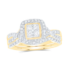 1/2CTW-DIA CN CUSHION SINGLE HALO BRIDAL SET