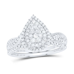 1/2CTW-DIA CN PEAR DOUBLE HALO BRIDAL SET