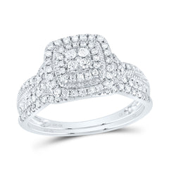 1/2CTW-DIA CN CUSHION DOUBLE HALO BRIDAL SET