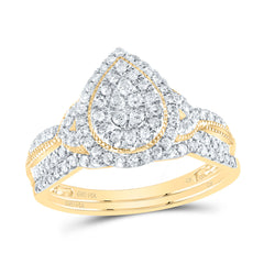 1/2CTW-DIA CN PEAR DOUBLE HALO BRIDAL SET