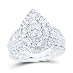 1CTW-DIA CN PEAR DOUBLE HALO BRIDAL SET
